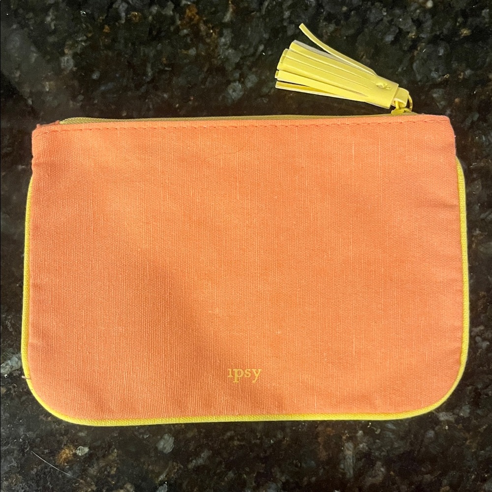 Ipsy Coral and Lemon Cosmetic Bag